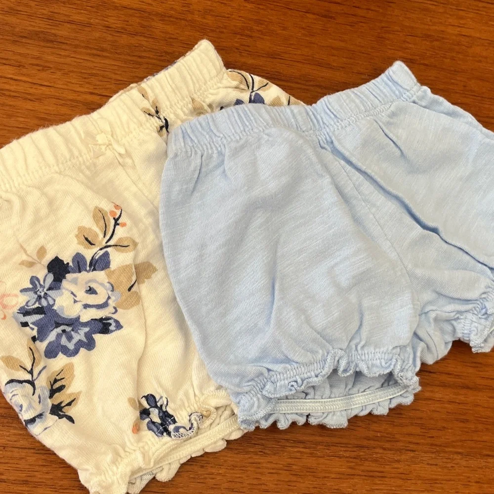Carter's Cream Floral and Light Blue Ruffle Diaper Covers